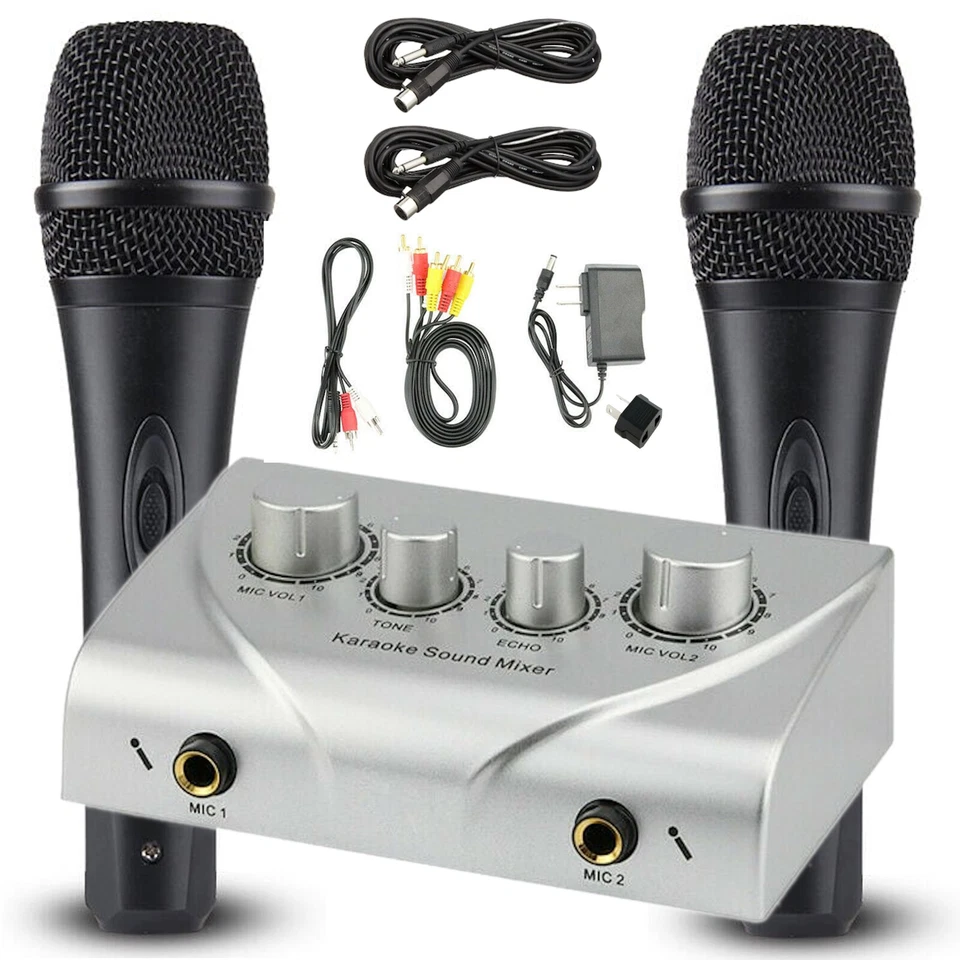 Karaoke Sound Mixer 2 Mic Echo Microphone Pre-amplifier for Home Theatre System - Image 2 of 4