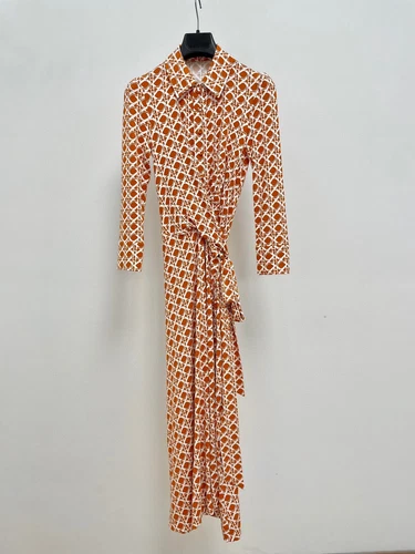 Diane Von Furstenberg 3/4 Sleeve Wrap Dress Collar Midi Dress for Women - Picture 4 of 8