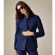 J Crew Regent Blazer Navy Blue Stretch Notch Collar Button Front Sz 4 TALL