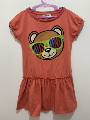 Girls Designer Moschino Orange Bear Face Dress 8yrs | eBay