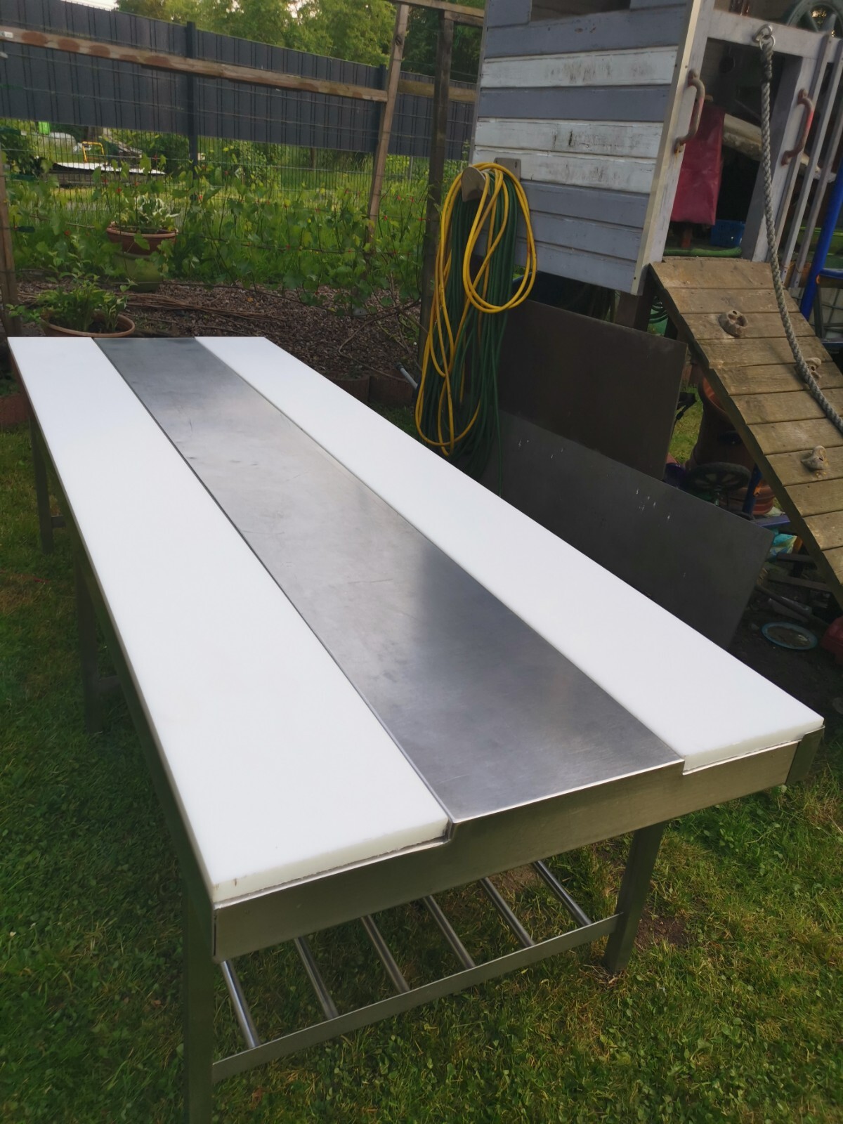 Zerlegetisch Arbeitst Metzgertisch Wirktisch SCHNEIDPLATTE NEU OUTDOOR Edelstahl