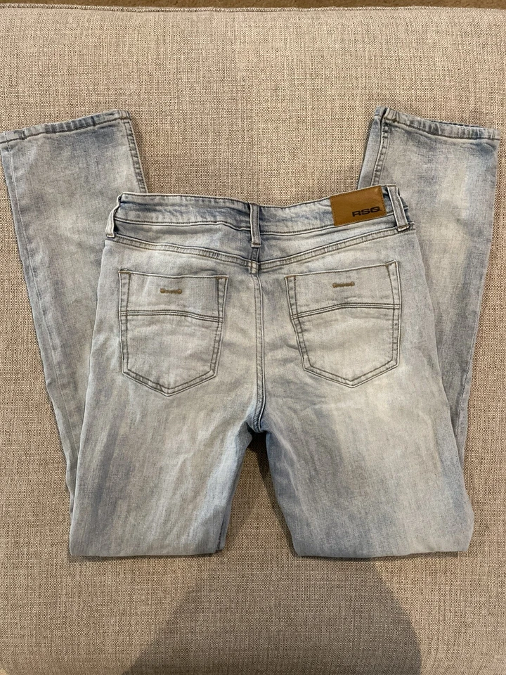 Pantalones de mezclilla RSQ Jeans NIÑOS Talla 18 EE. UU. Calce ajustado Negro Súper ajustado Azul Distress Foto 3 de 4