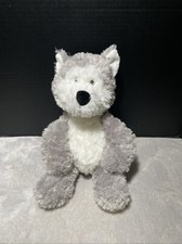 Aurora Plush Husky Gray White Dog Wolf Puppy Black Nose 13" Floppy Bean Bag Toy