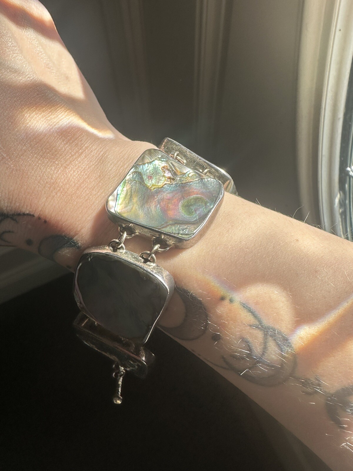 STERLING SILVER 925 ABALONE SHELL 8" TOGGLE BRACE… - image 7