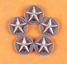 LOT 10PCS 25 25MM WESTERN TEXAS RAISED STAR ANTIQUE SILVER LEATHER CONCHOS TACK