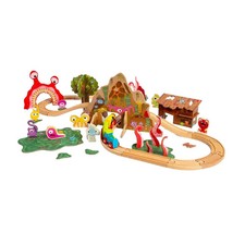 Drewniany zestaw kolejowych potworów Bigjigs, 50 sztuk.