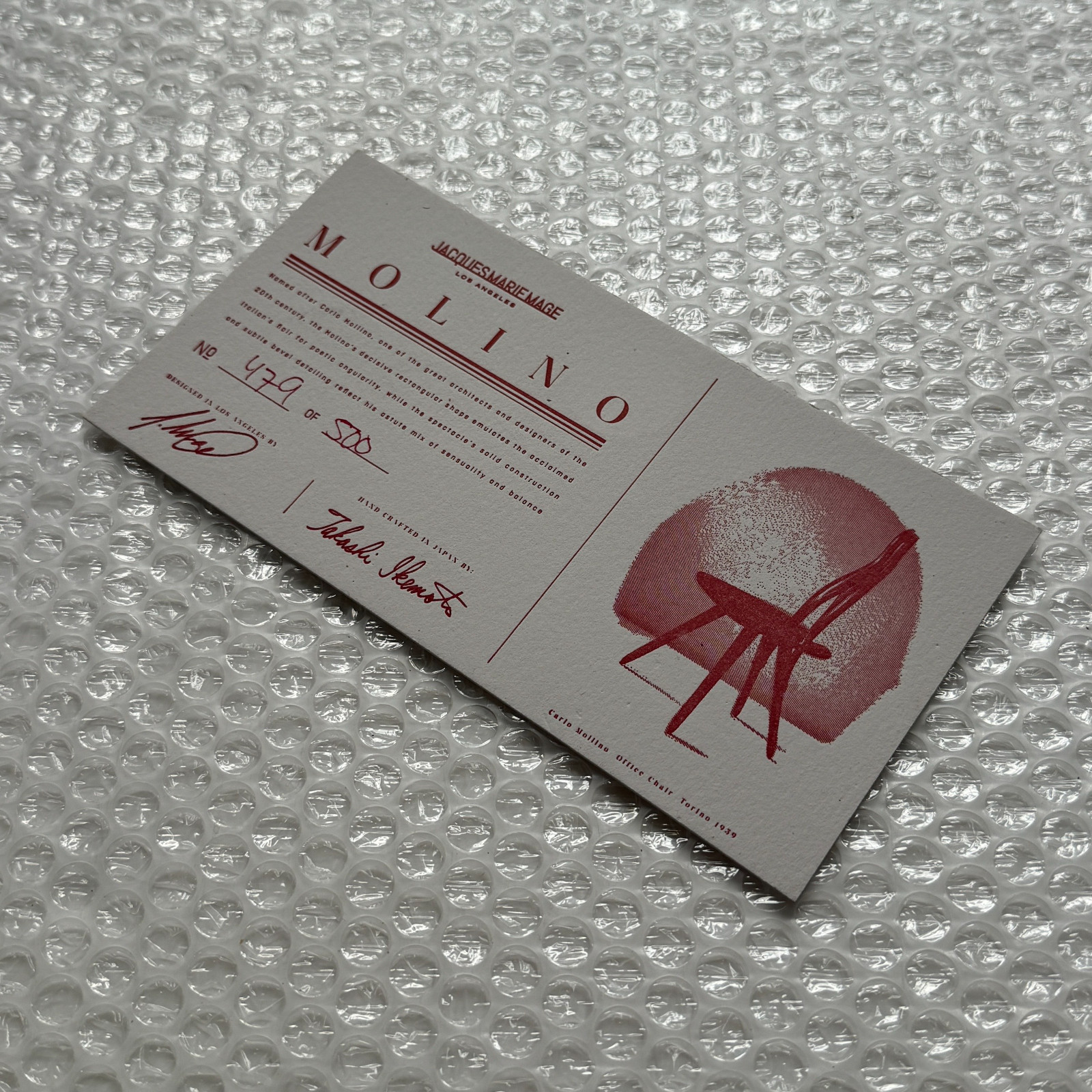 Jacques Marie Mage 'Molino' 479/500 Authenticity Card Only (No Glasses) Free P&P image 7