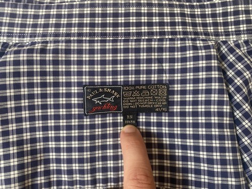 Paul & Shark Yachting Men’s Blue Check Long Sleeve Shirt Size 41/16 XL - Picture 10 of 14