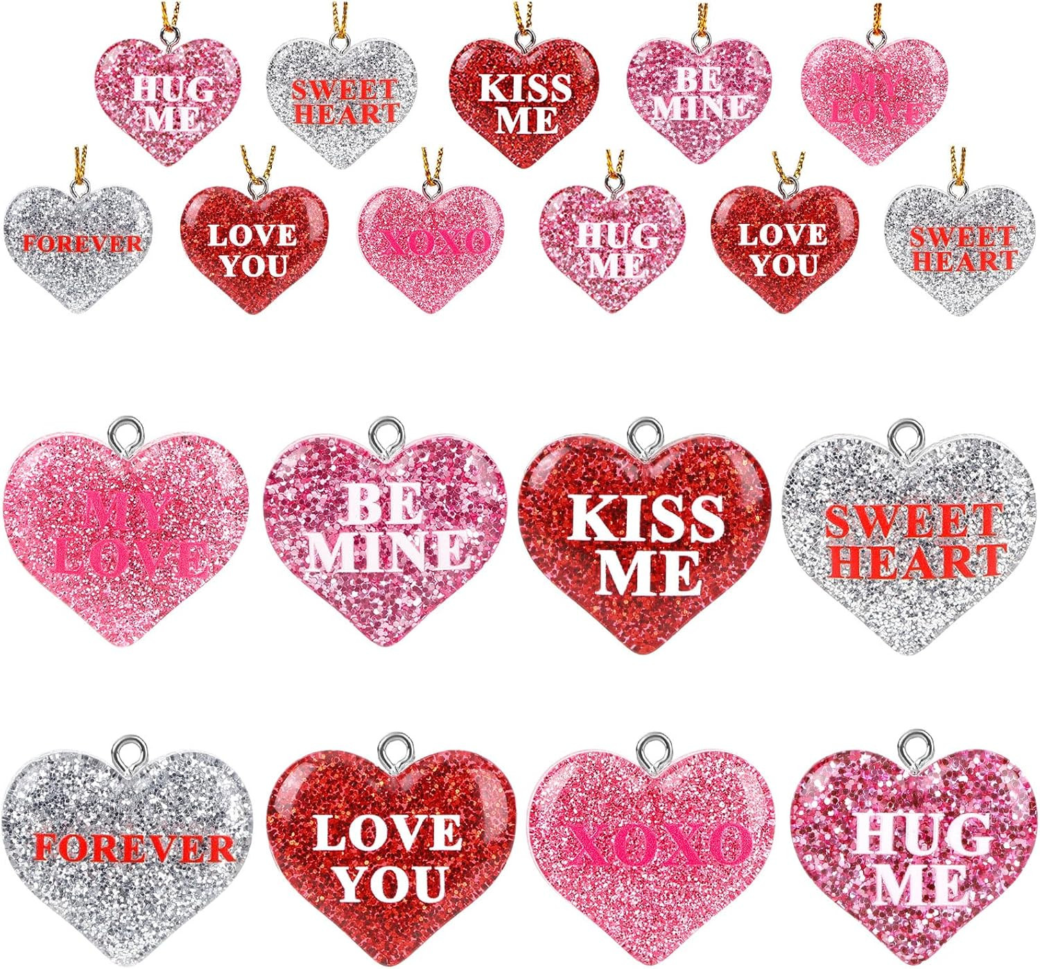 36PCS Mini Resin Valentine's Day Conversation Hearts Ornaments Tiny Valentine... thumbnail 10