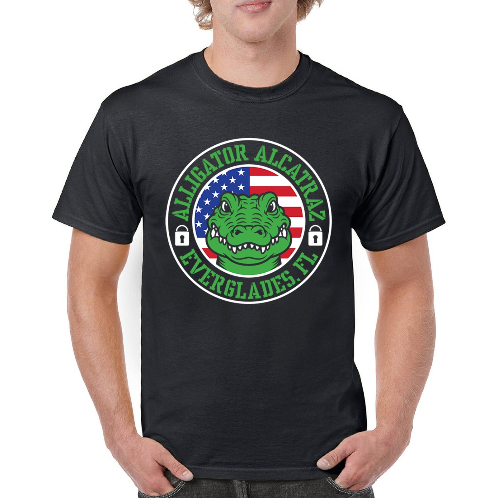 ALTRA T shirt uomo Alligator Alcatraz Everglades FL immigrazione prigione ICE