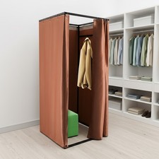 Mobile Umkleidekabine Ankleidezimmer Vorhang 85x85x200cm braun Raumtrenner