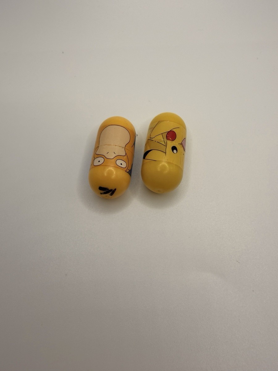 Pokémon Mighty Beanz Pikachu #1, Psyduck #24 (2004 Vintage Moose