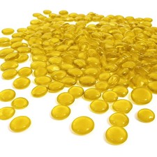Flat Glass Marbles Yellow   1 lb 100 pcs, 17  20 mm Decorative Glass Pebbles...
