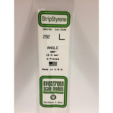 Evergreen 292 Styrene Plastic Angle 0.080" 2.0mm x 14" 4