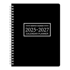 Monthly Planner 2025-2027, 2025 Calendar 24 A4 July 2025 - June 2027 Black