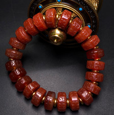 Old Chinese natural Treasured Red Agate Auspicious Motif Bracelet