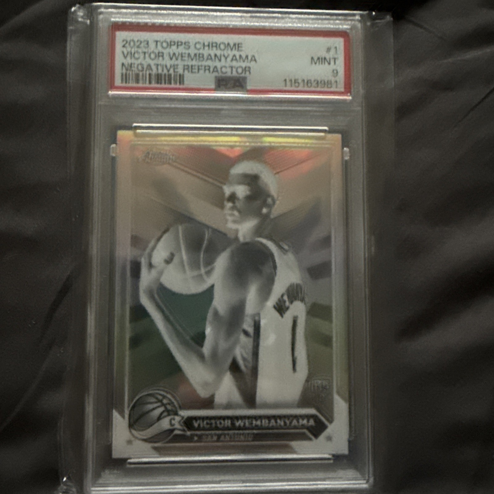 Victor Wembanyama 2023 Topps Chrome RC #1 Negative Refractor PSA 9 MINT Spurs