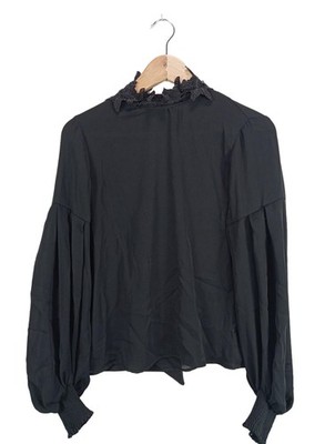 ZARA BASIC Transparenz-Bluse Damen Bluse Gr. DE 36 schwarz Casual-Look