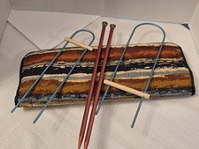 Vtg knitting needle case abstract pattern PLU...