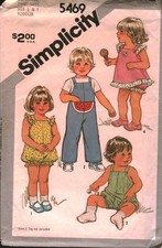 5469 Vintage Simplicity Sewing Pattern Girls 1980s Jumpsuit Romper Sundress OOP