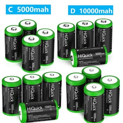 Hiquick D Size Cell 1.2V Rechargeable  Batteries  C,D Cell for Choice Lot