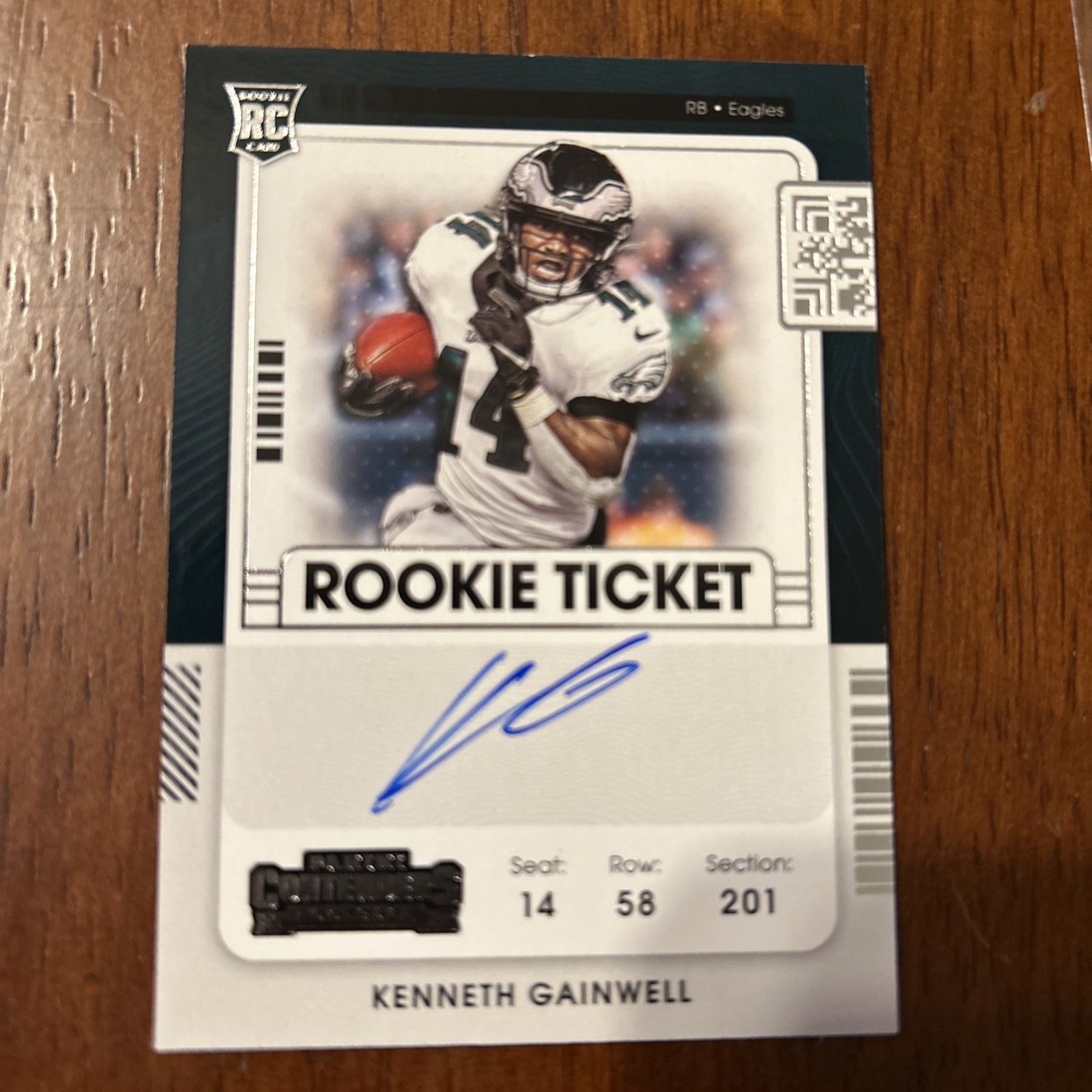 2021 Contenders Kenneth Gainwell Rookie RC Rookie Ticket Auto #139 Eagles