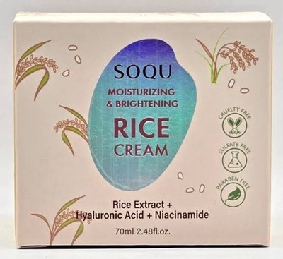 Korean SOQU Rice Face Cream 2.48oz Moisturizing & Brightening New in Box