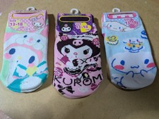Sanrio Kids Socks Set 3 Pairs My Melody Kuromi Cinnamoroll Size 13-18 cm Japan