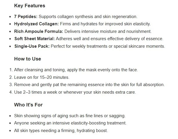 IT'S SKIN 7-Peptide Collagen Ampoule Mask 24g x 5pcs Wrinkle Care Elasticity NEW - Image 3 of 4