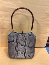 Gorgeous Vintage 20s or 30s Snakeskin Handbag is Light Brown and Tan