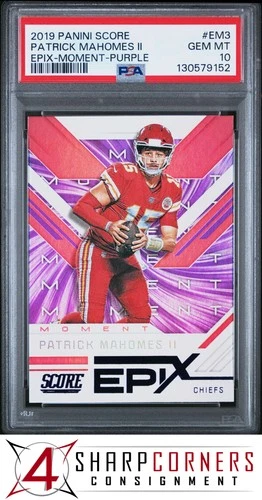 2019 PANINI SCORE EPIX MOMENT PURPLE #EM3 PATRICK MAHOMES II PSA 10