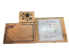 Wooden Rubber Stamps Lot - Floral Snowflake  Frame Designs For Craft