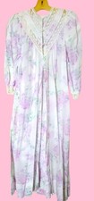 Vintage Eve Stillman Couture Nightgown Robe Set White Lavender Floral Lace