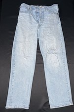 Levis Women  s Ribcage Straight Ankle Super High Rise Button Fly Blue Jeans 30x27