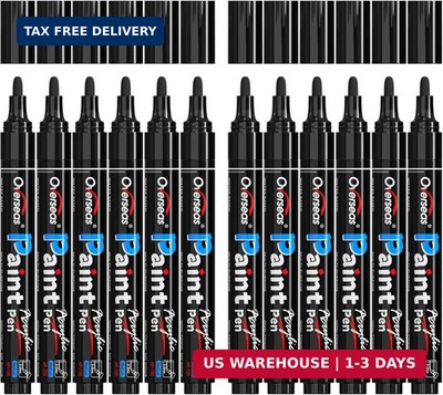 Overseas Black Paint Pens Paint Markers - Permanent Acrylic Markers 12 Pack, Wat