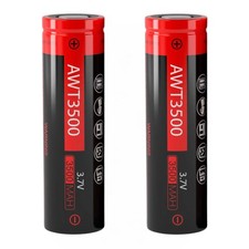 AWT 3500mAh Rechargeable Battery Flat Top 35A 3.7 Volts – Pack of 2... 
