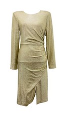 Eliza J Metallic Ruched Sheath Dress champagne gold Holiday Party Event 10 NWT