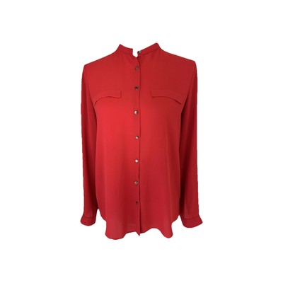 Mango Bluse Damen S Rot Stehkragen