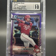 Austin Hendrick 2021 Bowman Chrome #BCP-177 Purple Shimmer Refractor /250 CSG 10