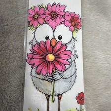 Birdie With Many Flowers For U/ HAND COLORED BOOK MARK. Laminated