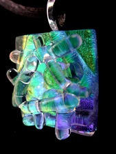 Dichroic Scuptured Fused Glass Pendant / Focal Piece / Handcrafed - TL Gallego 