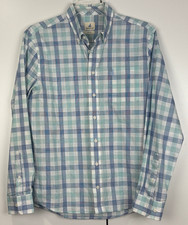 Johnnie-O Hangin' Out Humphrey Shirt Mens MEDIUM Long Sleeve Green Blue Plaid