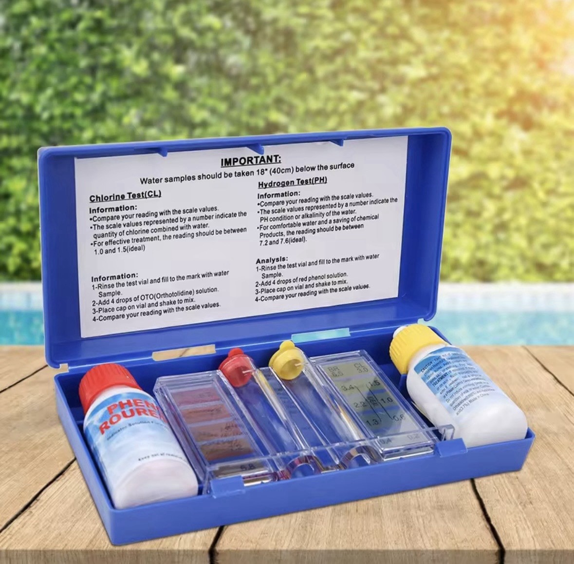 Kit Per Test Misurazione e Controllo Ph e Cloro Per Trattamento Acqua Piscina