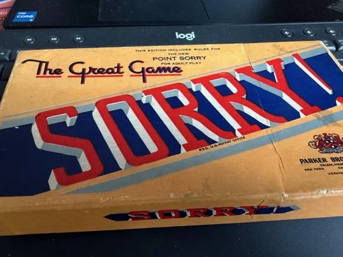 SORRY! Vintage 1950 Version Parker Brothers - The Great Game Very Good Condition