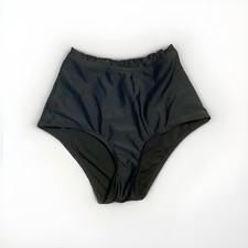Unique Vintage Swim High Waist Bikini Bottom Black SizeS With Ruffle At Top