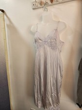 Vtg Vanity Fair Lilac Slip Nightgown Size 36 Nylon Silky Lace Details Knee Lnght
