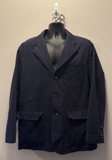 St Johns Bay Mens L Navy Blue Everyday Blazer Sport Coat 3 Button Pockets Cotton