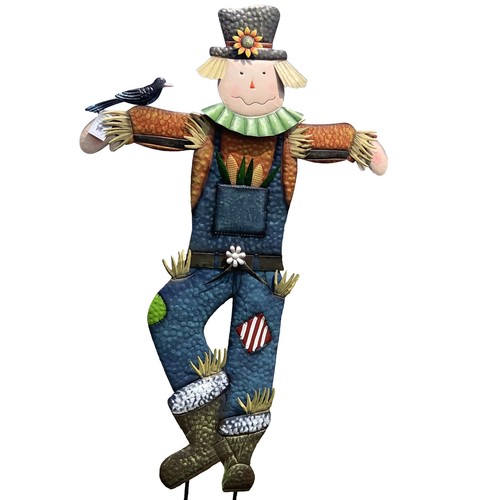 71" x 50" Metal Scarecrow Yard Decoration - Fall Harvest Seasonal Expressions