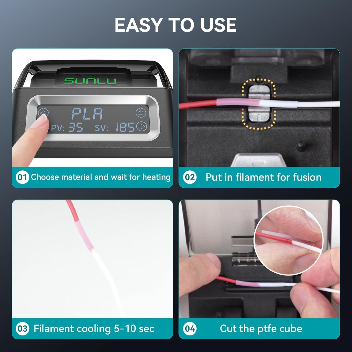 Filament Connector, SUNLU Official Splicer with 200Pcs PTFE Sleeves for 3D... 