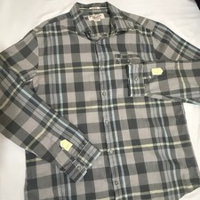 Original Penguin Mens Grey Plaid Button Down Shirt Classic Fit Large Long Sleeve